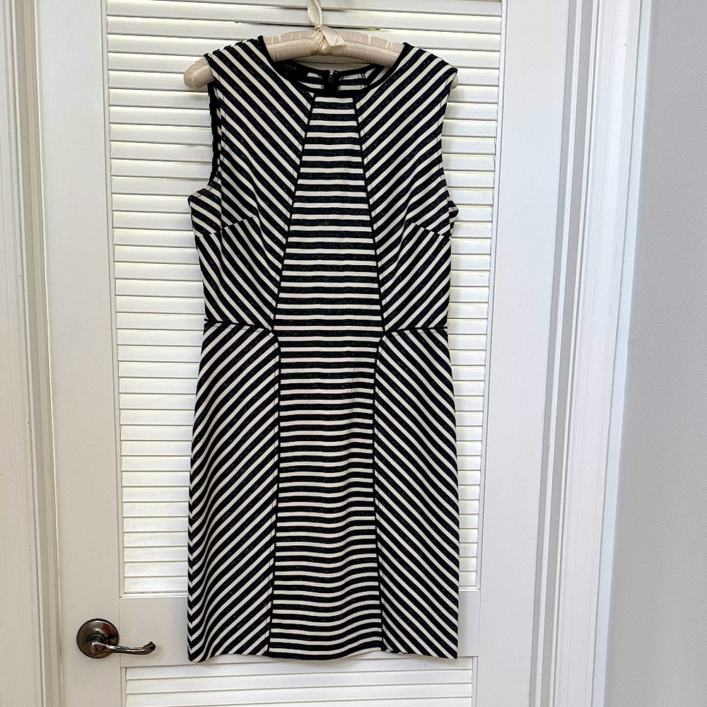 Nine West Black and White Striped Midi Dress